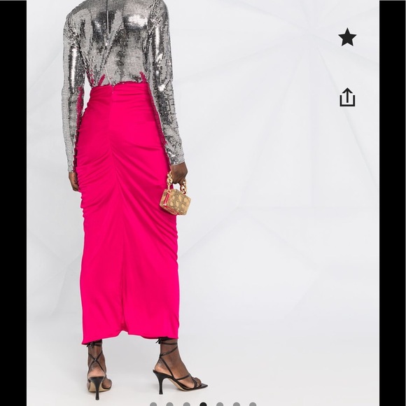 The Attico raspberry pink high rise draped midi skirt 38 XS - Picture 3 of 10